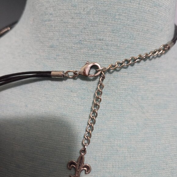 Artisan Smoky Quartz Style Statement Necklace - Leather & Silver-Tone - Picture 7 of 8